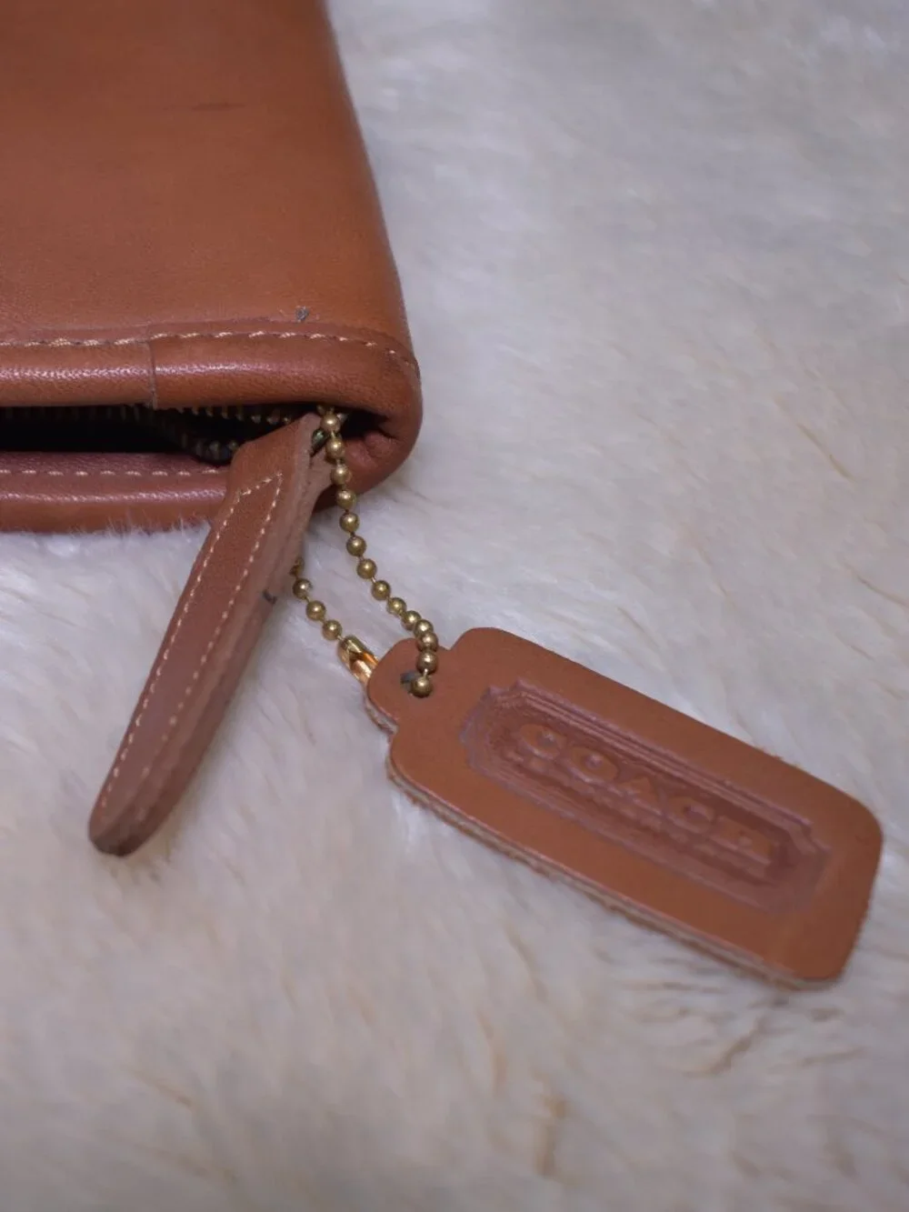 Coach Vintage Leather Tie Case Zip Travel Organizer Brown Leather Portfolio